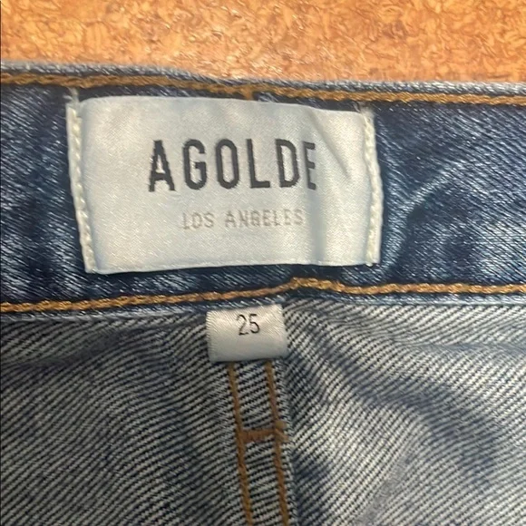 Agolde Blue Straight Leg Denim Jeans with Distressed Hem, 25 - Picture 10 of 14